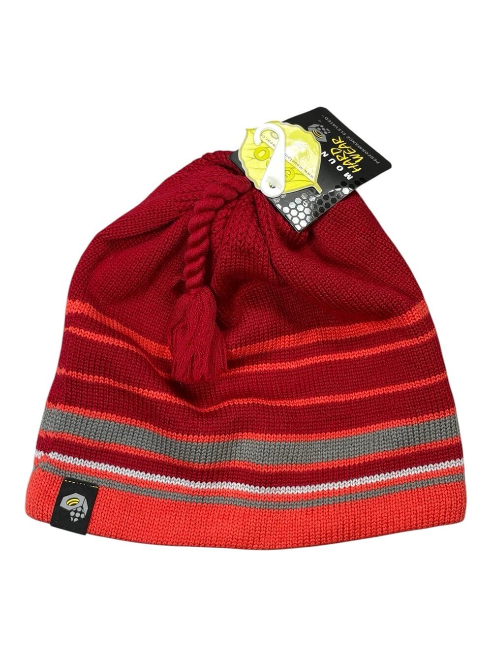 NWT Mountain Hardware Men’s Striped Wool Knit Beanie One Size Fleece Lined Red